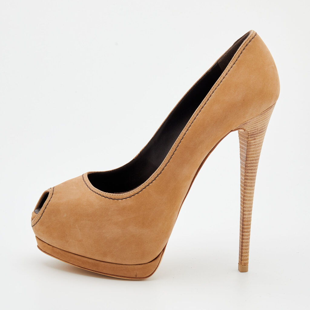 luxury-women-giuseppe-zanotti-used-shoes-p672311-002-1 Giuseppe Zanotti Beige Nubuck Leather Peep Toe Platform Pumps Size 40