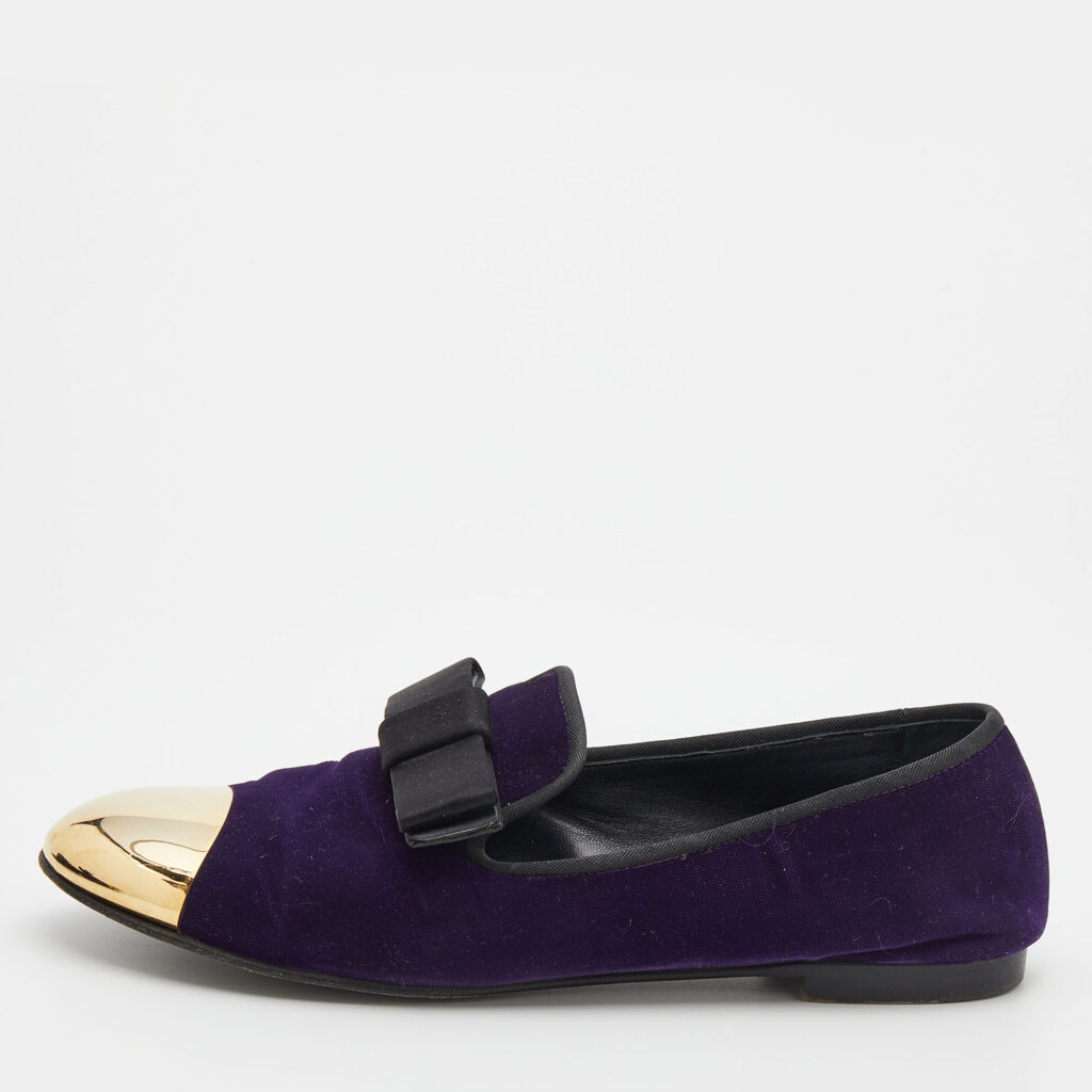 luxury-women-giuseppe-zanotti-used-shoes-p680090-002-1 Giuseppe Zanotti Purple Velvet Cap Toe Smoking Slippers Size 39
