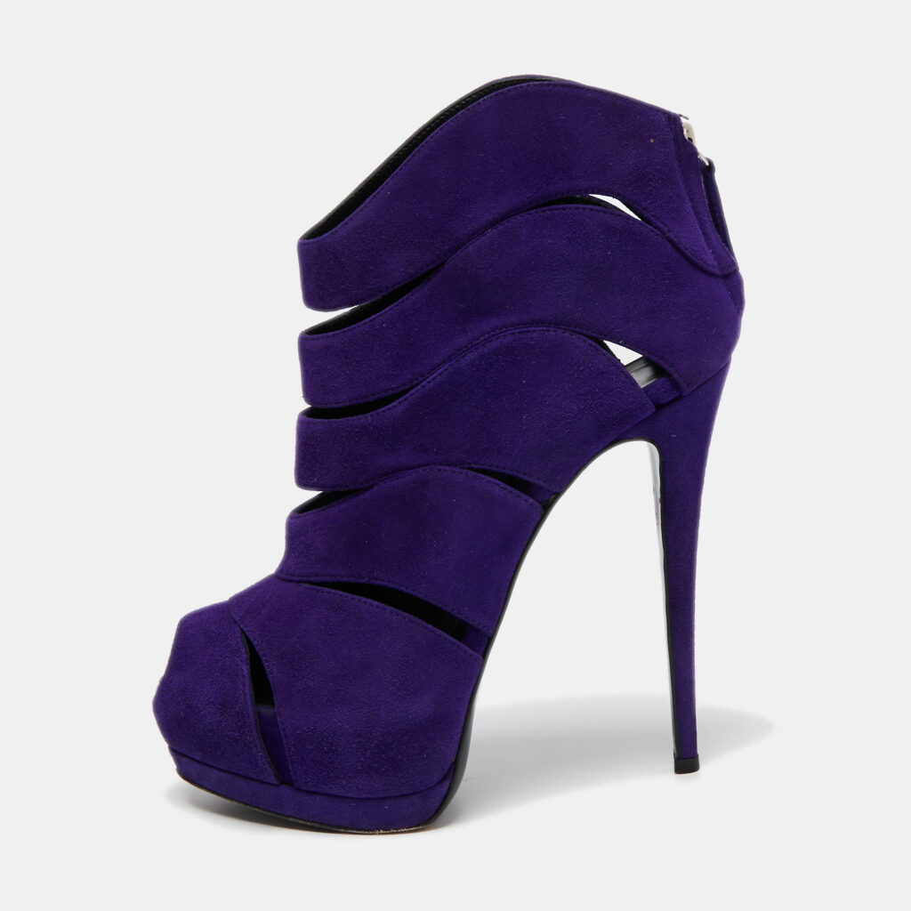 luxury-women-giuseppe-zanotti-used-shoes-p700943-001-1 Giuseppe Zanotti Purple Suede Wave Cut Out Peep Toe Platform Booties Size 38
