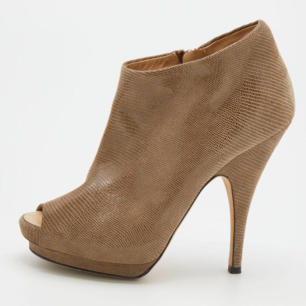 luxury-women-giuseppe-zanotti-used-shoes-p718591-002 Giuseppe Zanotti Beige Suede Peep Toe Platform Ankle Length Boots Size 37.5