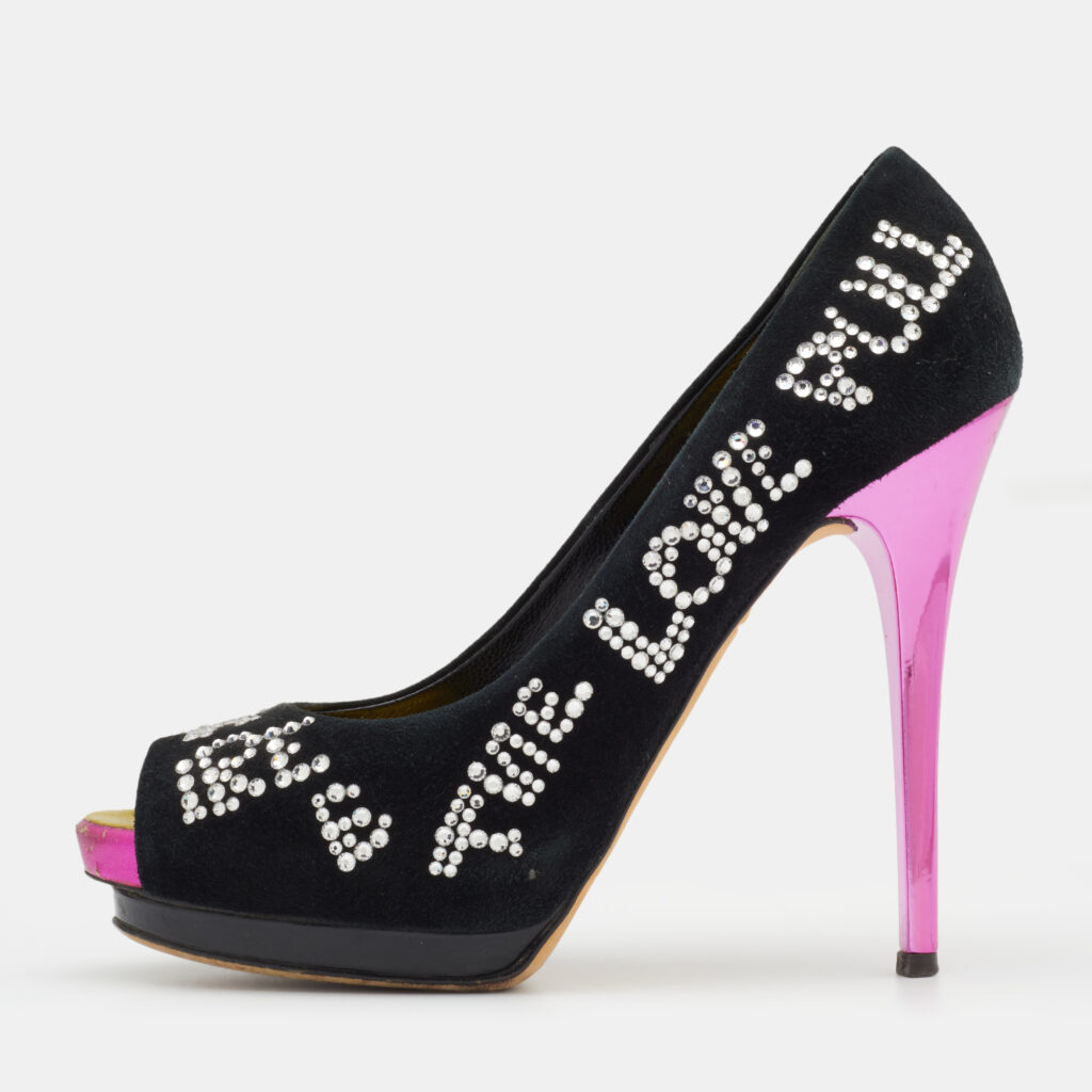 luxury-women-giuseppe-zanotti-used-shoes-p723443-002 Giuseppe Zanotti Black Suede Crystal Embellished Peep Toe Platform Pumps Size 39.5