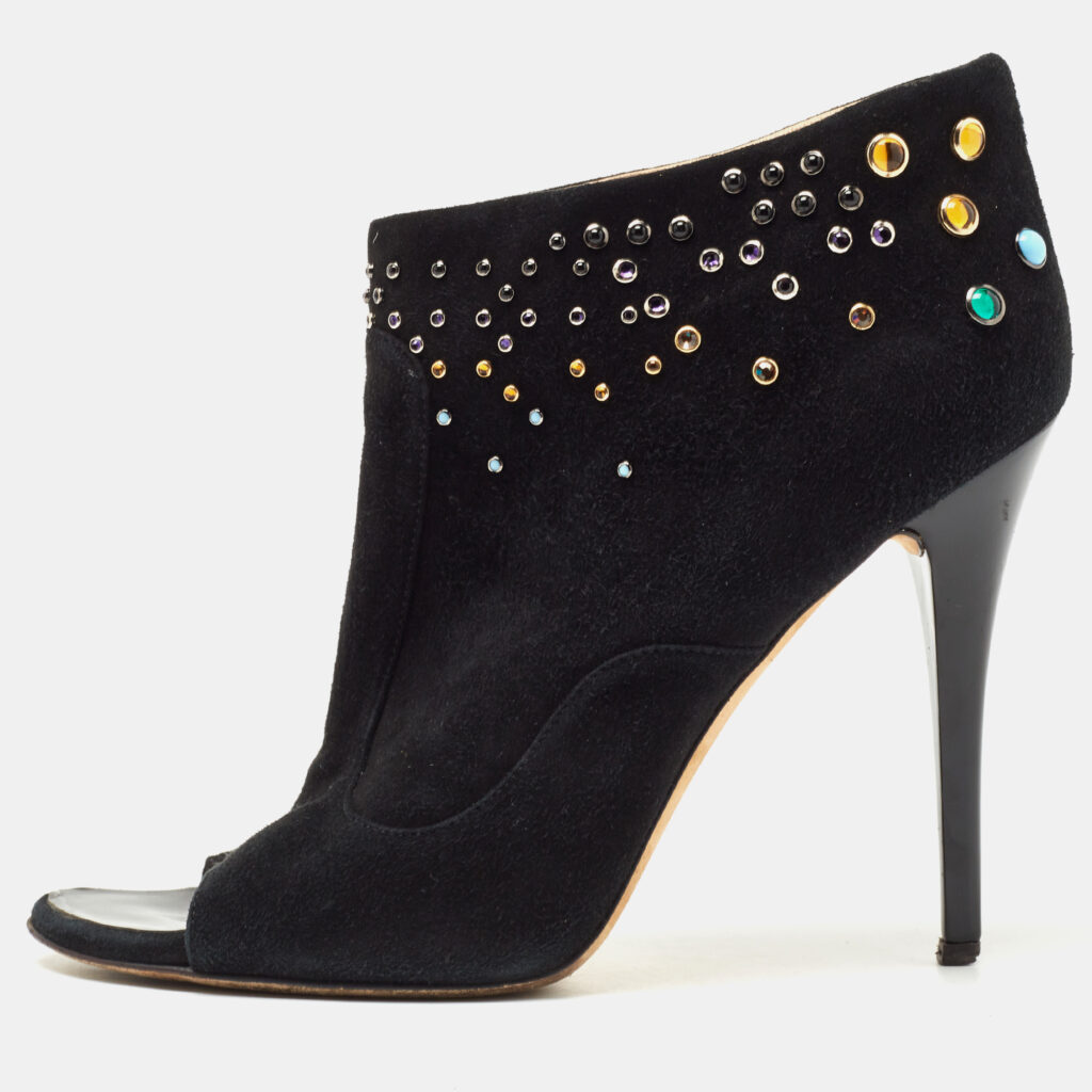 luxury-women-giuseppe-zanotti-used-shoes-p790671-005 Giuseppe Zanotti Black Suede Studded Boots Size 41