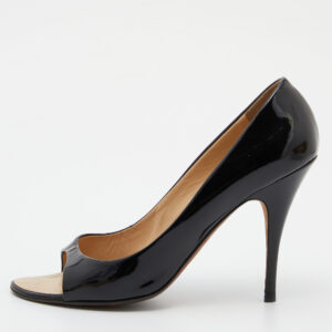 Giuseppe Zanotti Black Patent Leather Open Toe Pumps Size 40