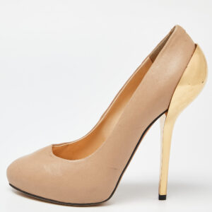 Giuseppe Zanotti Beige Leather Round Top Pumps Size 36