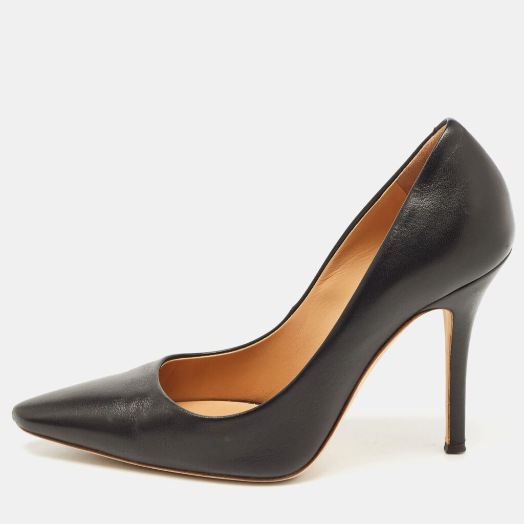 luxury-women-giuseppe-zanotti-used-shoes-p913262-010 Giuseppe Zanotti Black Leather Pointed Toe Pumps Size 36