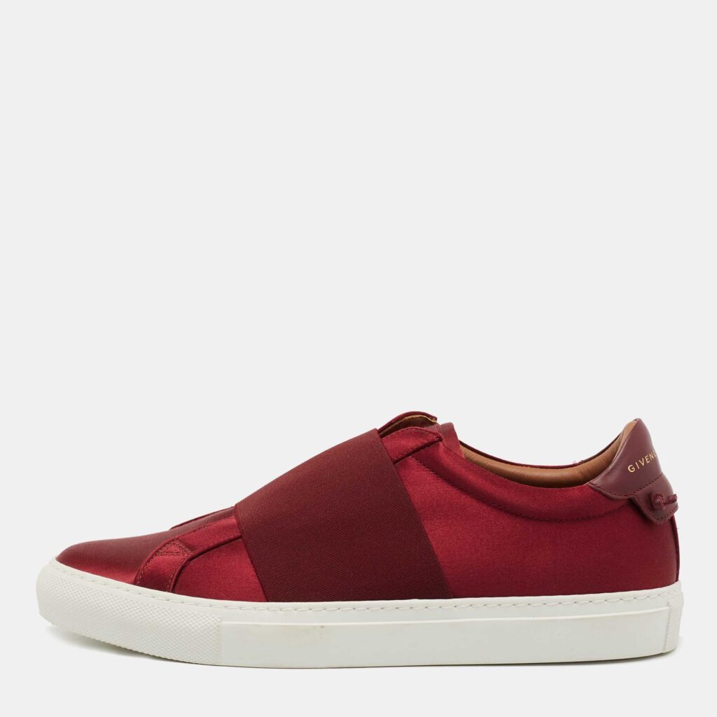 luxury-women-givenchy-new-shoes-p769260-003 Givenchy Burgundy Satin and Elastic Band Slip On Sneakers Size 40