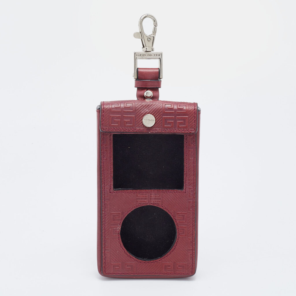 Givenchy Burgundy Monogram Embossed Leather iPod Case