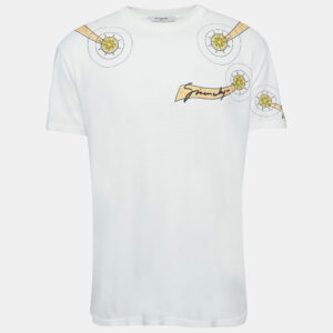 Givenchy White Goat Print Cotton Knit Crew Neck T-Shirt XS