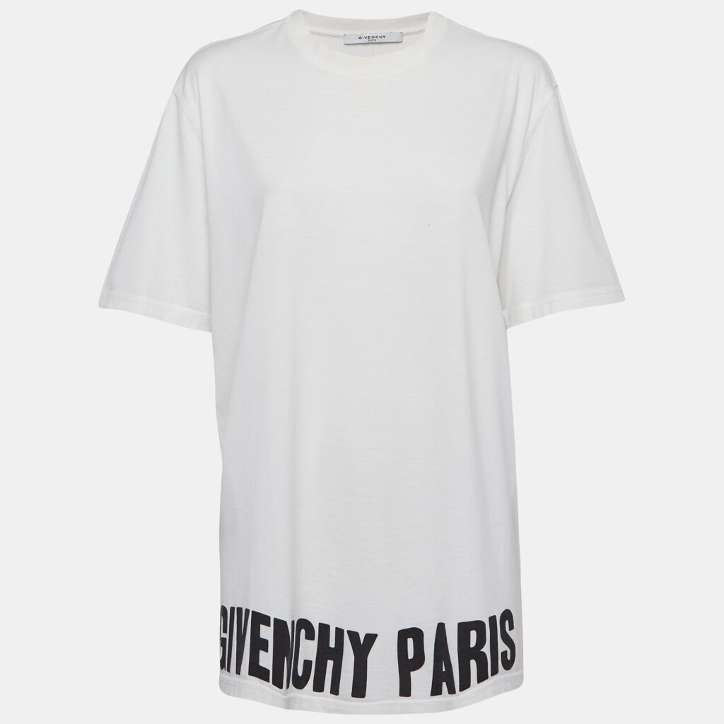 Givenchy White Cotton Logo Printed Crew Neck T-Shirt M