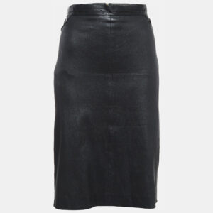 Givenchy Black Leather Zip-Up Skirt L