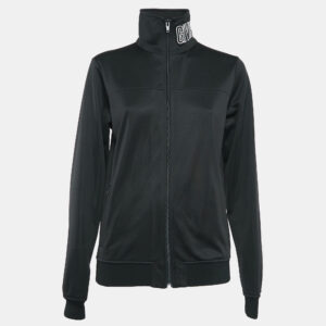 Givenchy Black Synthetic Logo Embroidered Collar Zip Front Jacket M