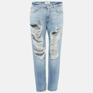 Givenchy Navy Blue Distressed Denim Straight Leg Jeans M Waist 28"