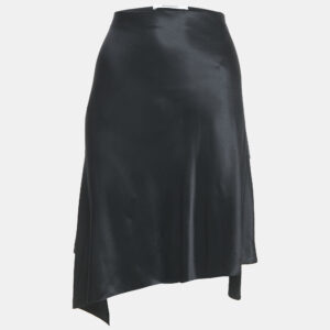 Givenchy Black Satin Silk Ruffle Mini Skirt M