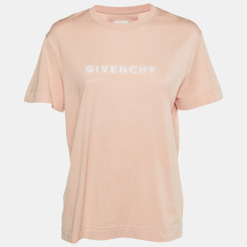 Givenchy Pink Logo Print Cotton Crew Neck T-Shirt XS