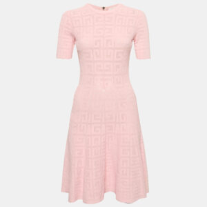 givenchy pink monogram knit short flared dress xs