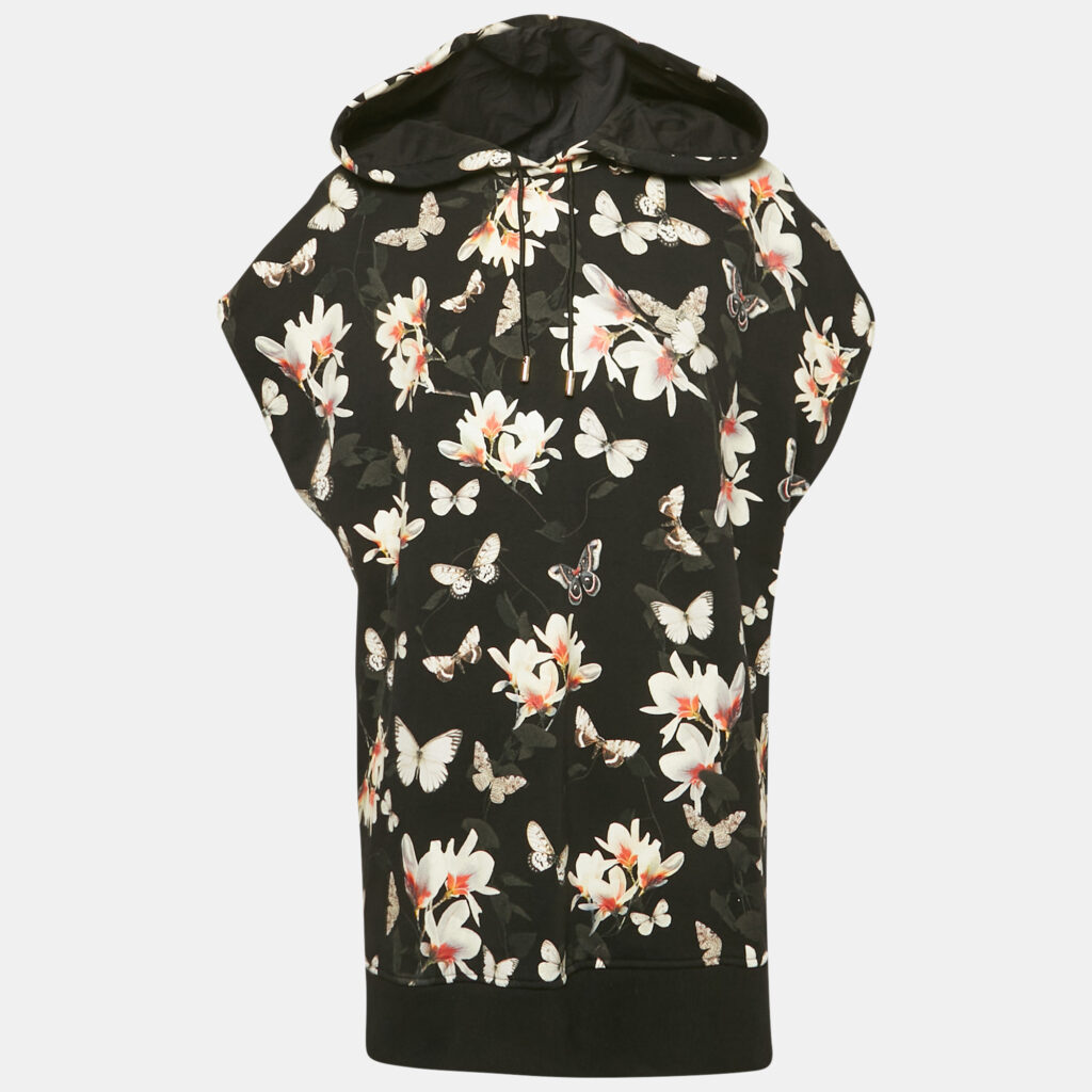 luxury-women-givenchy-used-clothes-p1159616-002 Givenchy Black Floral Print Cotton Sleeveless Hoodie M