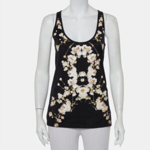 Givenchy Black Cotton Floral Printed Tank Top S