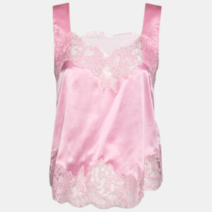 Givenchy Pink Satin Slip Cami Lace Trimmed Top M