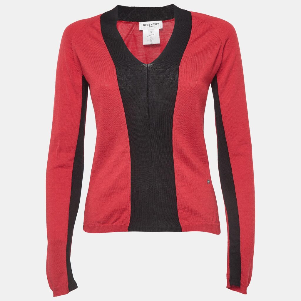luxury-women-givenchy-used-clothes-p974016-005 Givenchy Red/Black Jersey Colorblock Sweatshirt S