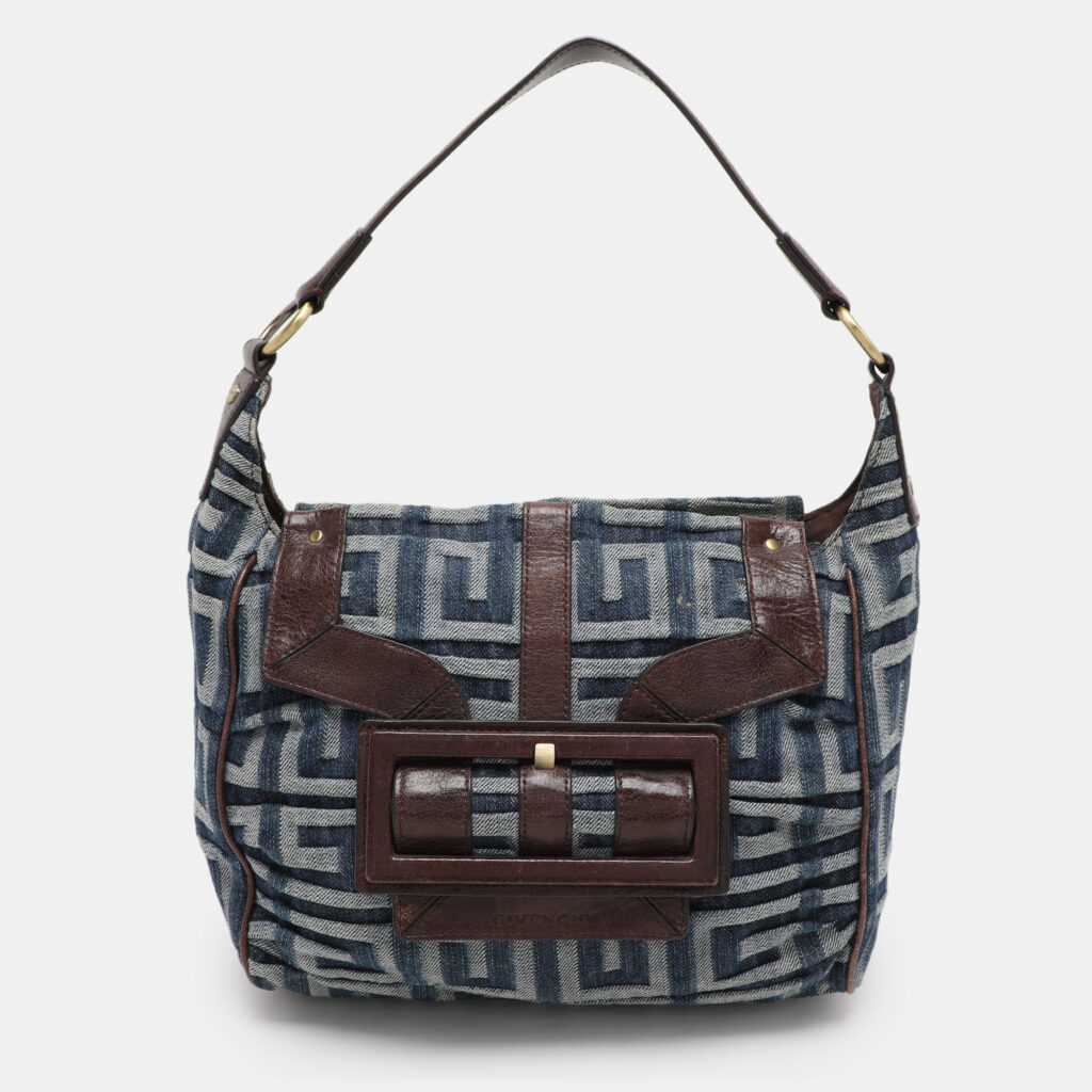 luxury-women-givenchy-used-handbags-p1097711-001 Givenchy Blue/Brown Fabric and Leather Shoulder Bag