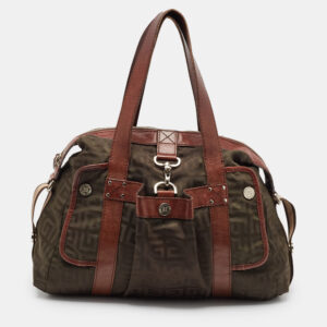 Givenchy Brown/Olive Green Monogram Nylon and Leather Shoulder Bag