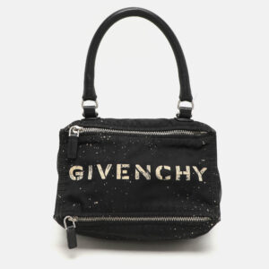 Givenchy Black/Cream Nylon and Leather Small Pandora Shoulder Bag