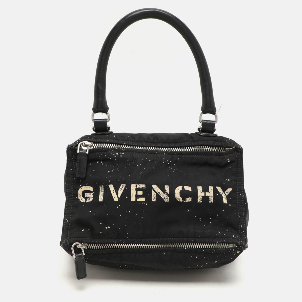 luxury-women-givenchy-used-handbags-p1144540-018 Givenchy Black/Cream Nylon and Leather Small Pandora Shoulder Bag