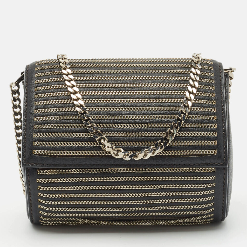 luxury-women-givenchy-used-handbags-p1152949-012 Givenchy Black Leather Micro Chain Pandora Box Bag