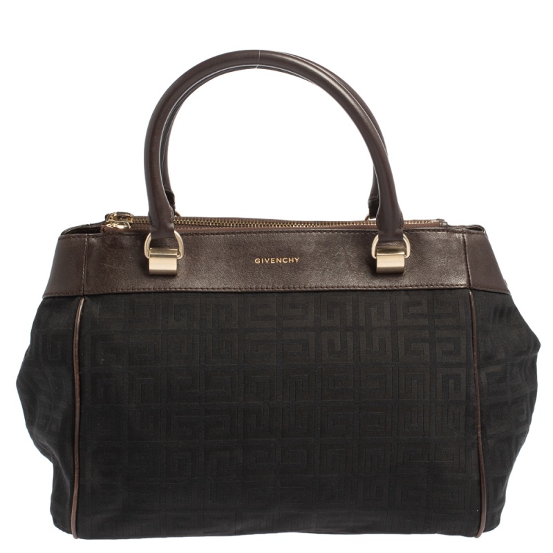 luxury-women-givenchy-used-handbags-p413783-1618419323-007 Givenchy Black/Brown Monogram Canvas and Leather Tote