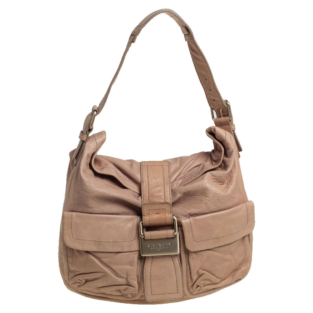 luxury-women-givenchy-used-handbags-p447102-008 Givenchy Beige Leather Front Pocket Hobo