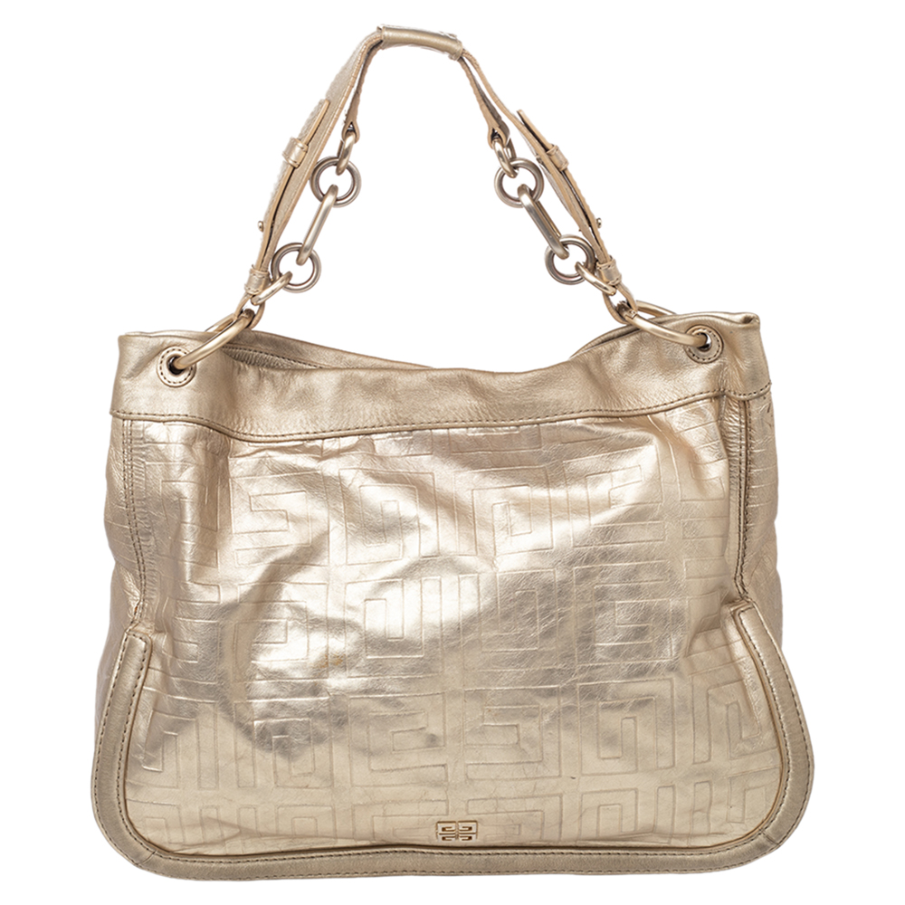 luxury-women-givenchy-used-handbags-p467322-002 Givenchy Gold Monogram Leather Hobo