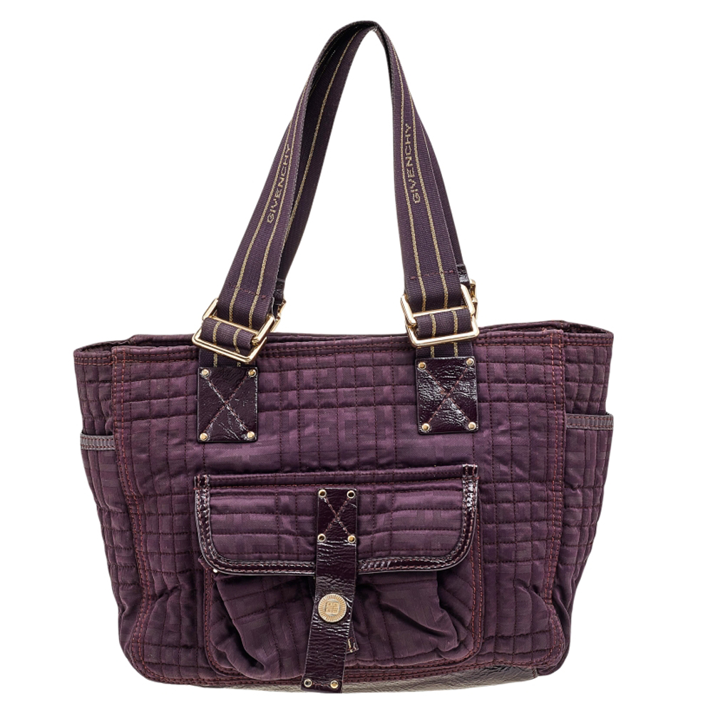 luxury-women-givenchy-used-handbags-p564894-008-2 Givenchy Purple Signature Fabric And Patent Leather Tote