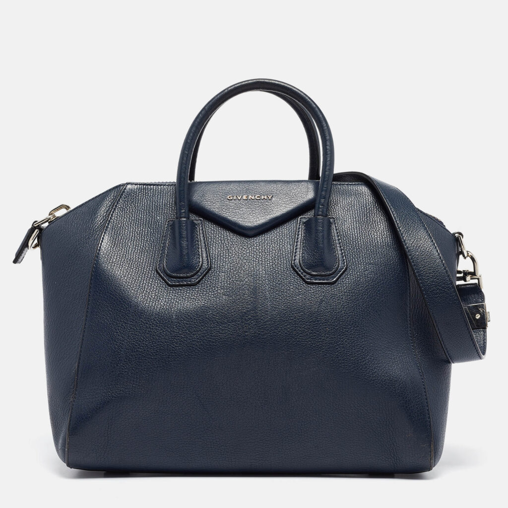 luxury-women-givenchy-used-handbags-p994600-016 Givenchy Navy Blue Leather Medium Antigona Satchel