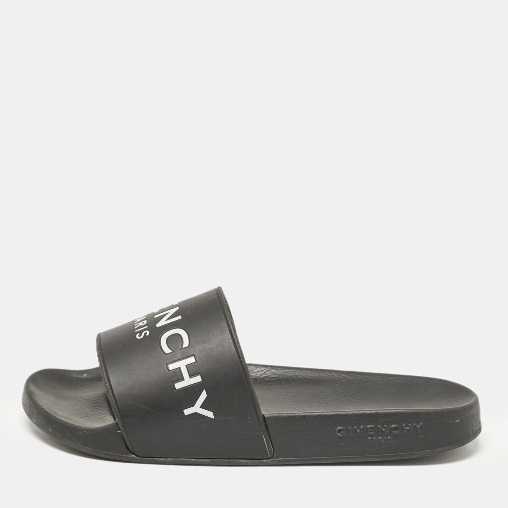 luxury-women-givenchy-used-shoes-p1079943-003 Givenchy Black Rubber Logo Pool Slides Size 37