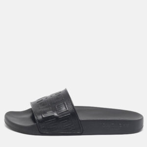 Givenchy Black Rubber Logo Flat Slide Sandals Size 39