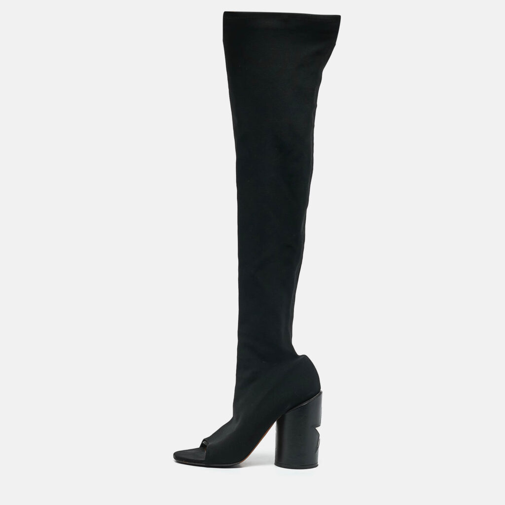 Givenchy Black Stretch Fabric Over The Knee Boots Size 39