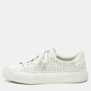 Givenchy White Perforated Signature Leather Low Top Sneakers Size 40