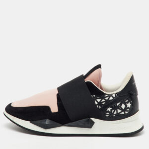 Givenchy Black/Light Pink Neoprene and Leather Runner Elastic Slip On Sneakers Size 39.5