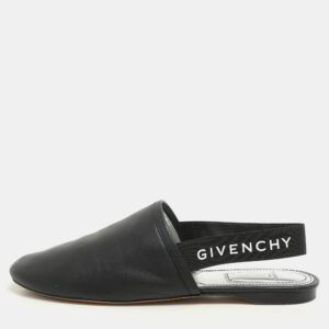 givenchy black leather and elastic rivington slingback flats size 37.5