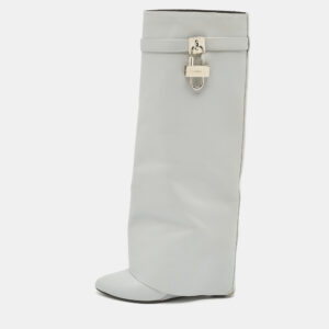givenchy grey leather shark lock knee length boots size 39