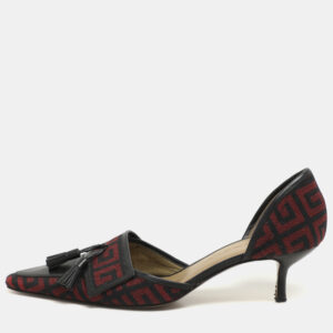 givenchy black/red signature canvas and leather tassel d'orsay pumps size 38
