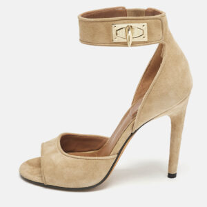 Givenchy Beige Suede Shark Lock Slouchy Silhouette Ankle Boots Size 40