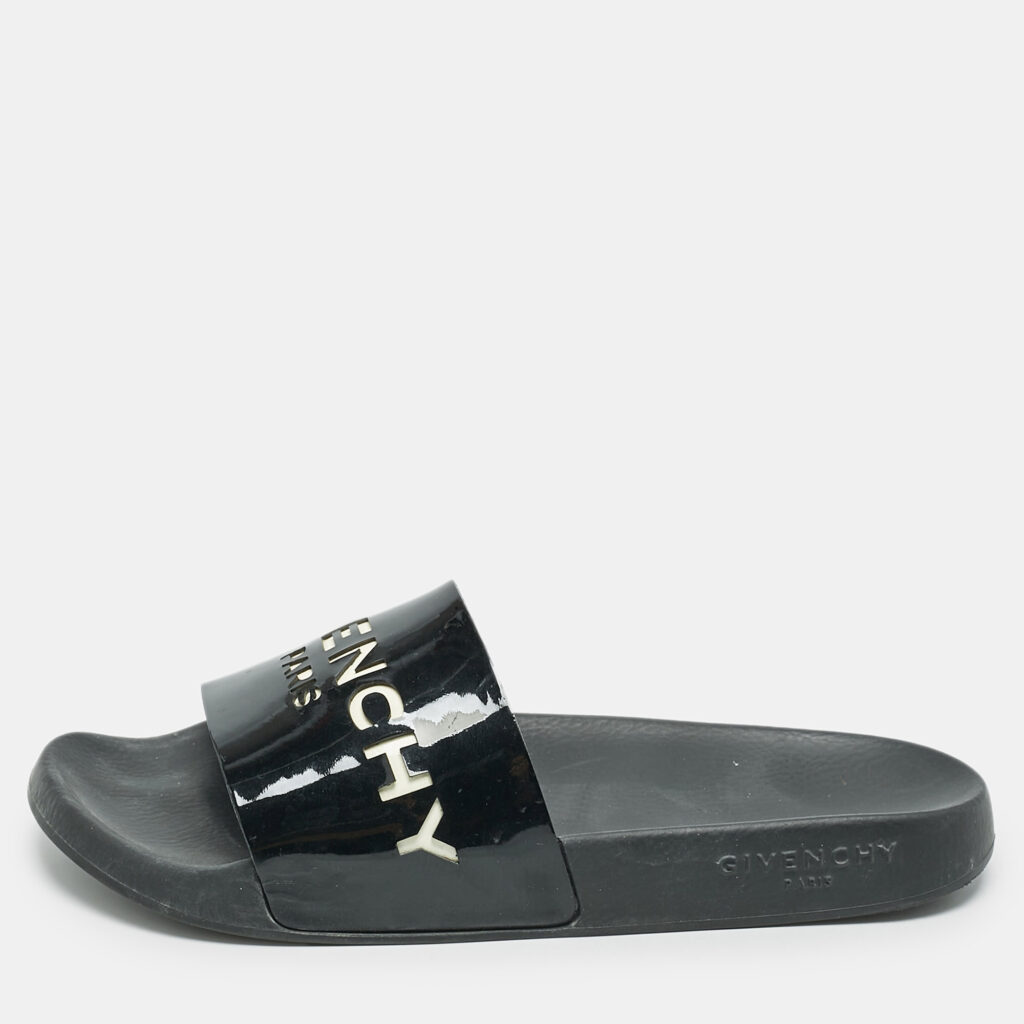 luxury-women-givenchy-used-shoes-p1154233-005 Givenchy Black Leather Pool Slides Size 39