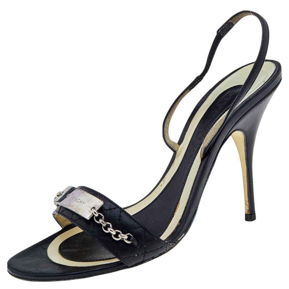 Givenchy Black Leather Ankle Strap Sandals Size 37