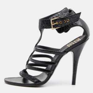 Givenchy Black Patent Leather Caged Open Toe Sandals Size 36.5