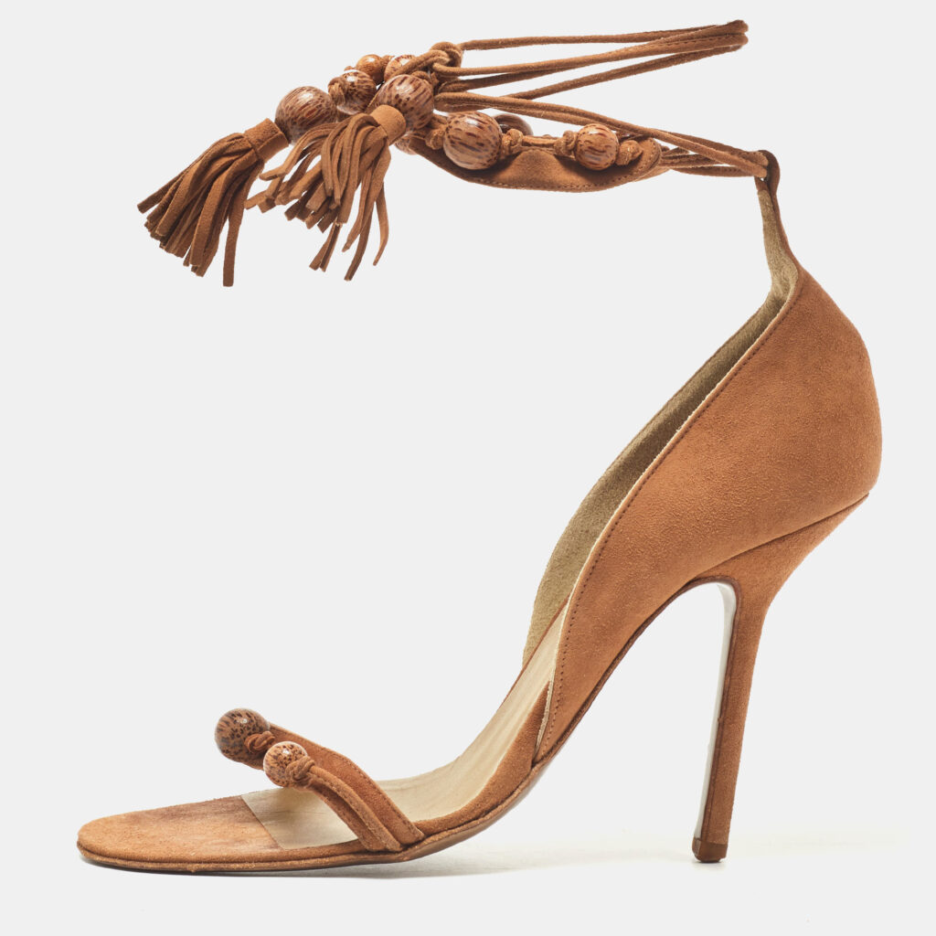 luxury-women-givenchy-used-shoes-p862906-009 Givenchy Brown Suede Ankle Tie Sandals Size 37.5
