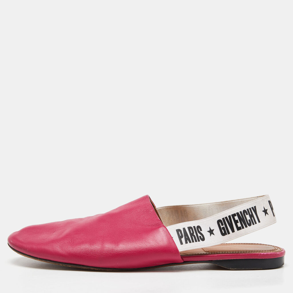 luxury-women-givenchy-used-shoes-p918386-010 Givenchy Pink Leather Rivington Slingback Flats Size 37