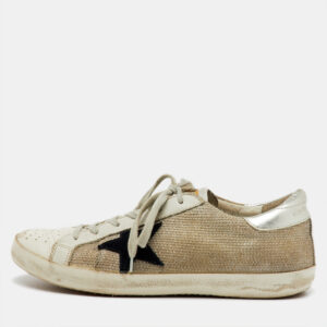 Golden Goose Multicolor Knit Fabric and Leather Superstar Low Top Sneakers Size 40