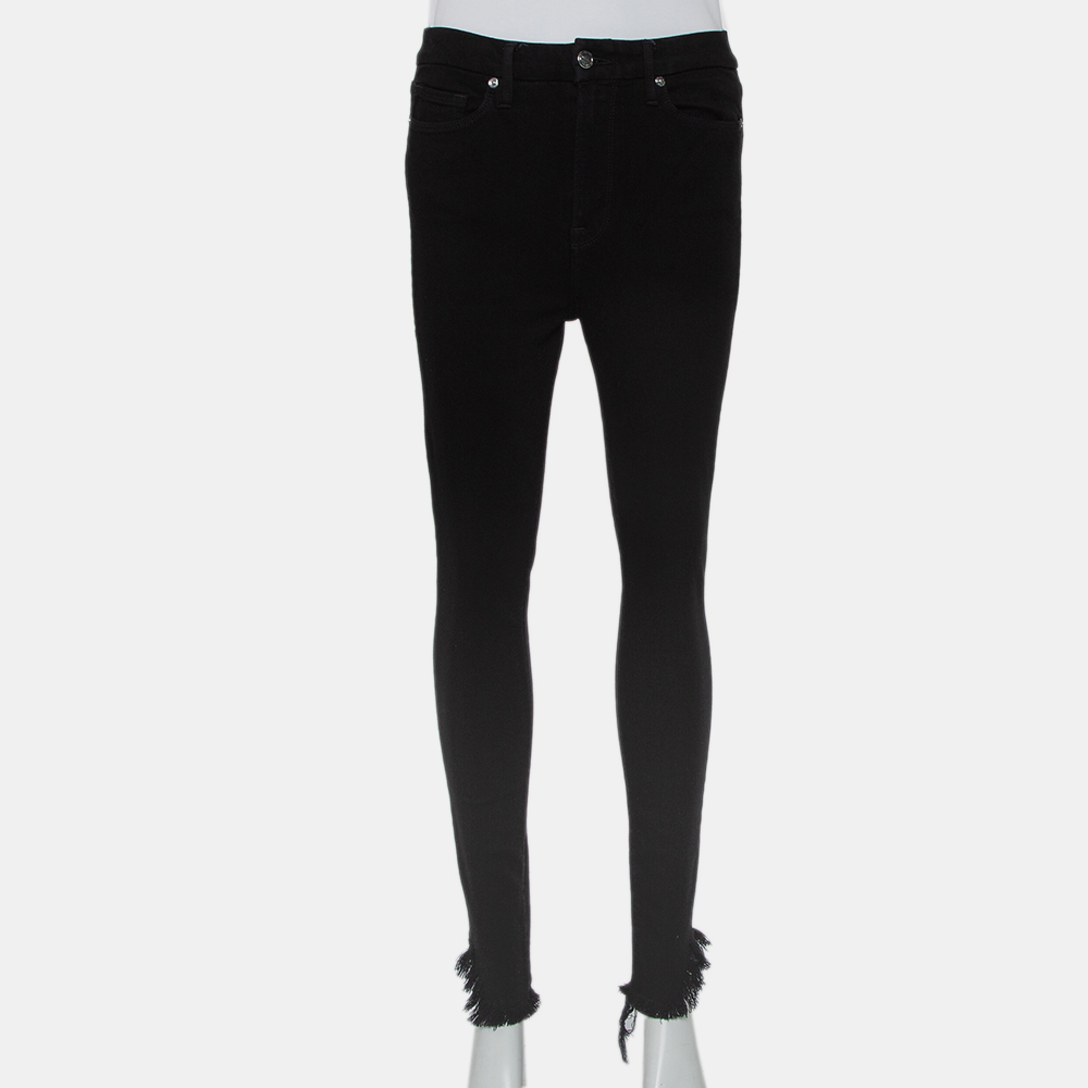 luxury-women-good-american-used-clothes-p437607-009 Good American Black Denim Frayed Hem Detail Good Waist Jeans M