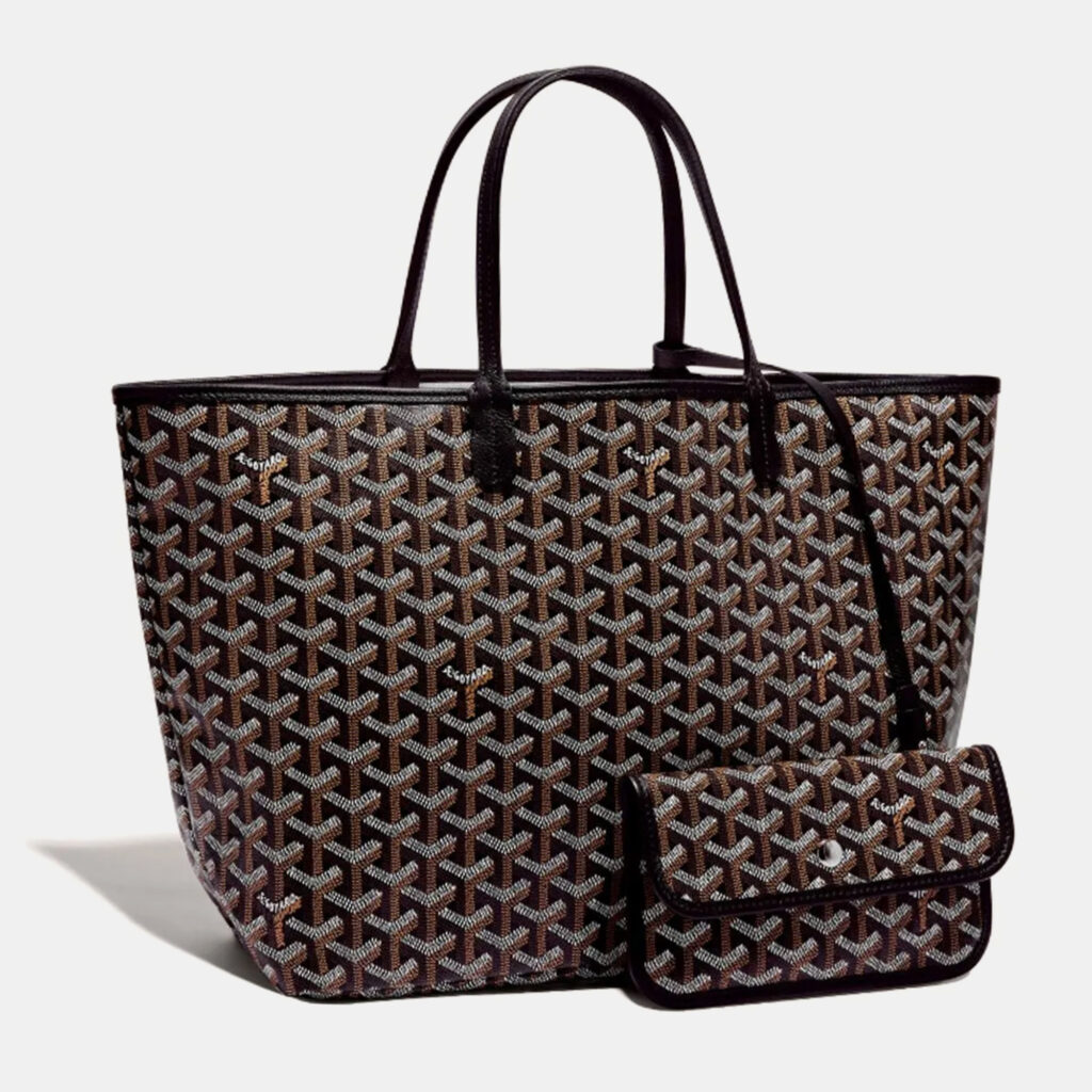 luxury-women-goyard-new-handbags-p1077871-001 Goyard Black Goyardine Coated Canvas and Leather Saint Louis PM Tote Bag